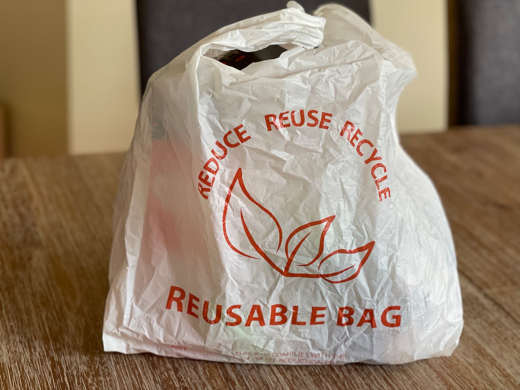white and red plastic bag